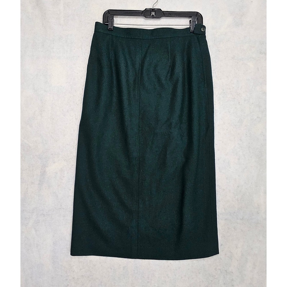 Vtg Pendleton Wool Skirt 10 12 Hunter Green Pencil 100% Virgin Holiday Christmas